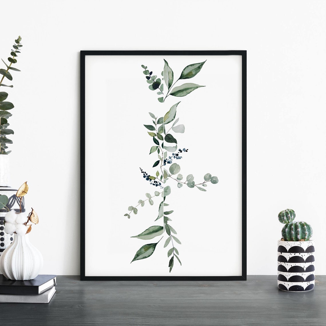 Botanical Dream No12 Cascading Leaf Vine Watercolor Green Poster