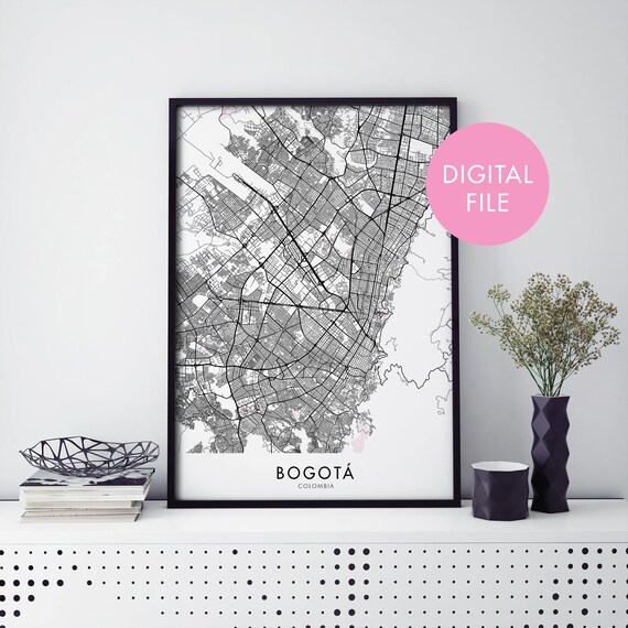 Bogotá Colombia Minimalist City Street Grid Travel Map Poster