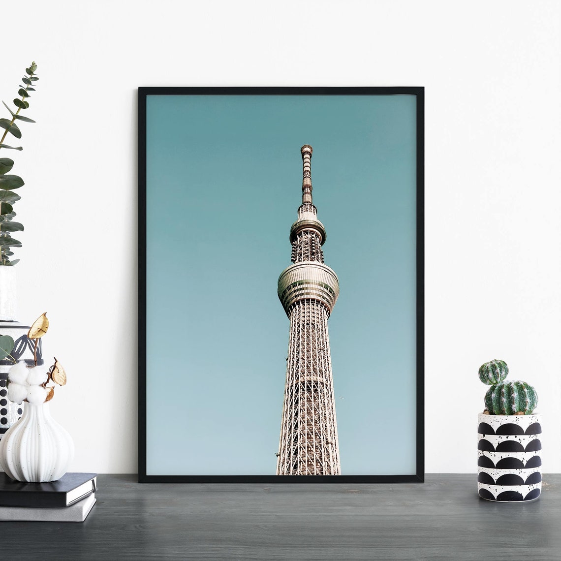 Tokyo Skytree Tower Against Clear Blue Sky Japan Travel Poster