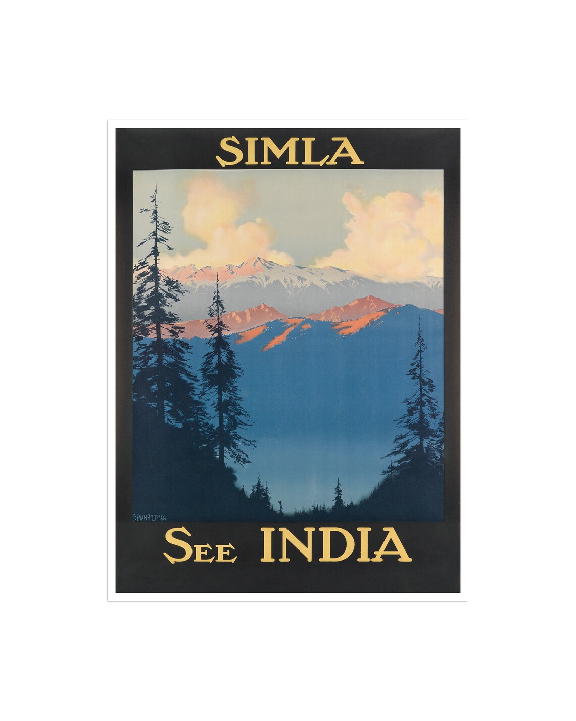 Simla India Himalayan Mountain Peaks See India Vintage Travel Poster