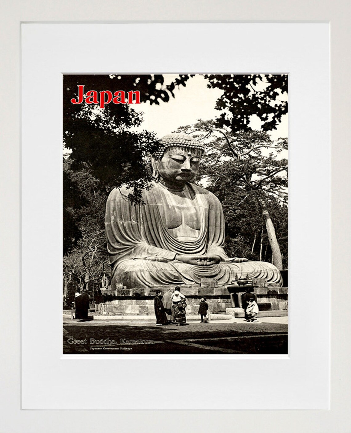 Japan Great Buddha Kamakura Photo Poster Japanese Railways Vintage - Image 2