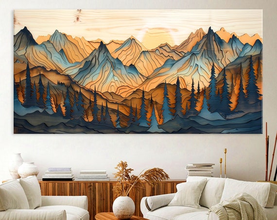 Wall Art Mountain Wall Art Living Room Decor Abstract Mountain Wall Art Texture Print Extra Large Wall Art