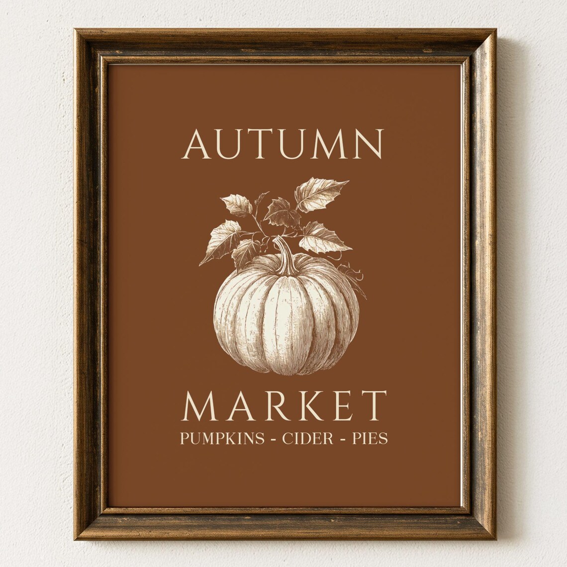 Autumn Market Sign Pumpkin Rustic Kitchen Art Print