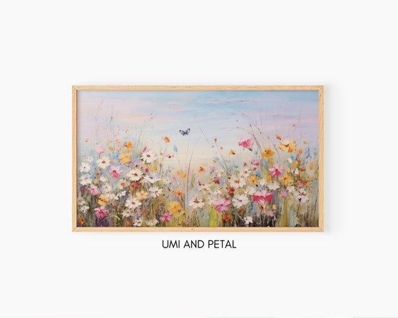 Spring Wild Flowers Butterfly Landscape Frame Tv Art Instant Frame Tv Art 169 Screensaver Vintage Painting