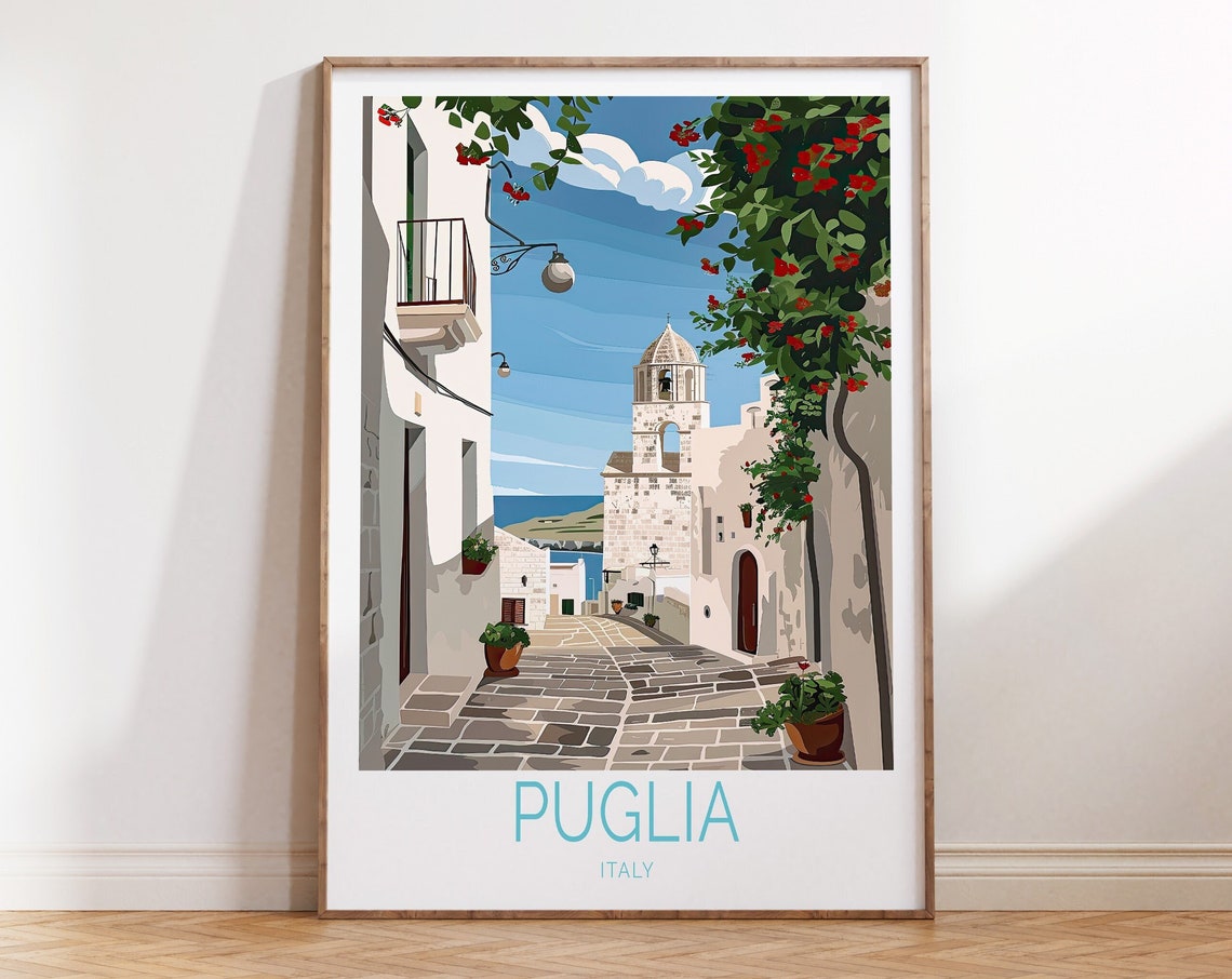 Puglia Poster Italy Puglia Print Italy Wall Art Italy Coast Poster Personalised Gifts Birthday Present Travel Gifts