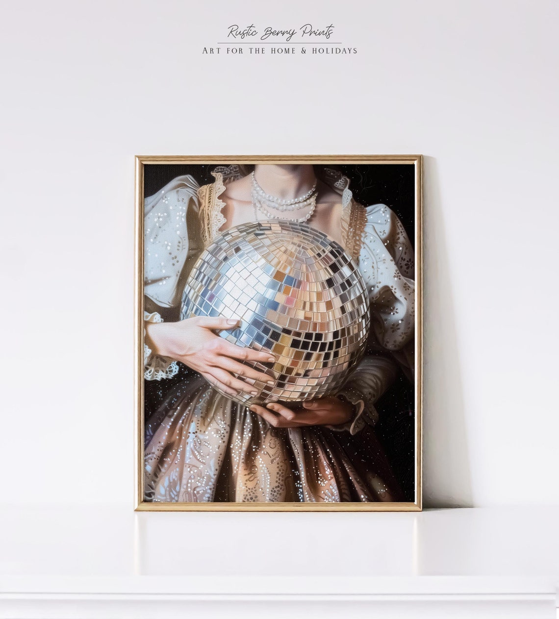 Victorian Lady Disco Ball Altered Art Eclectic Baroque Decor Poster