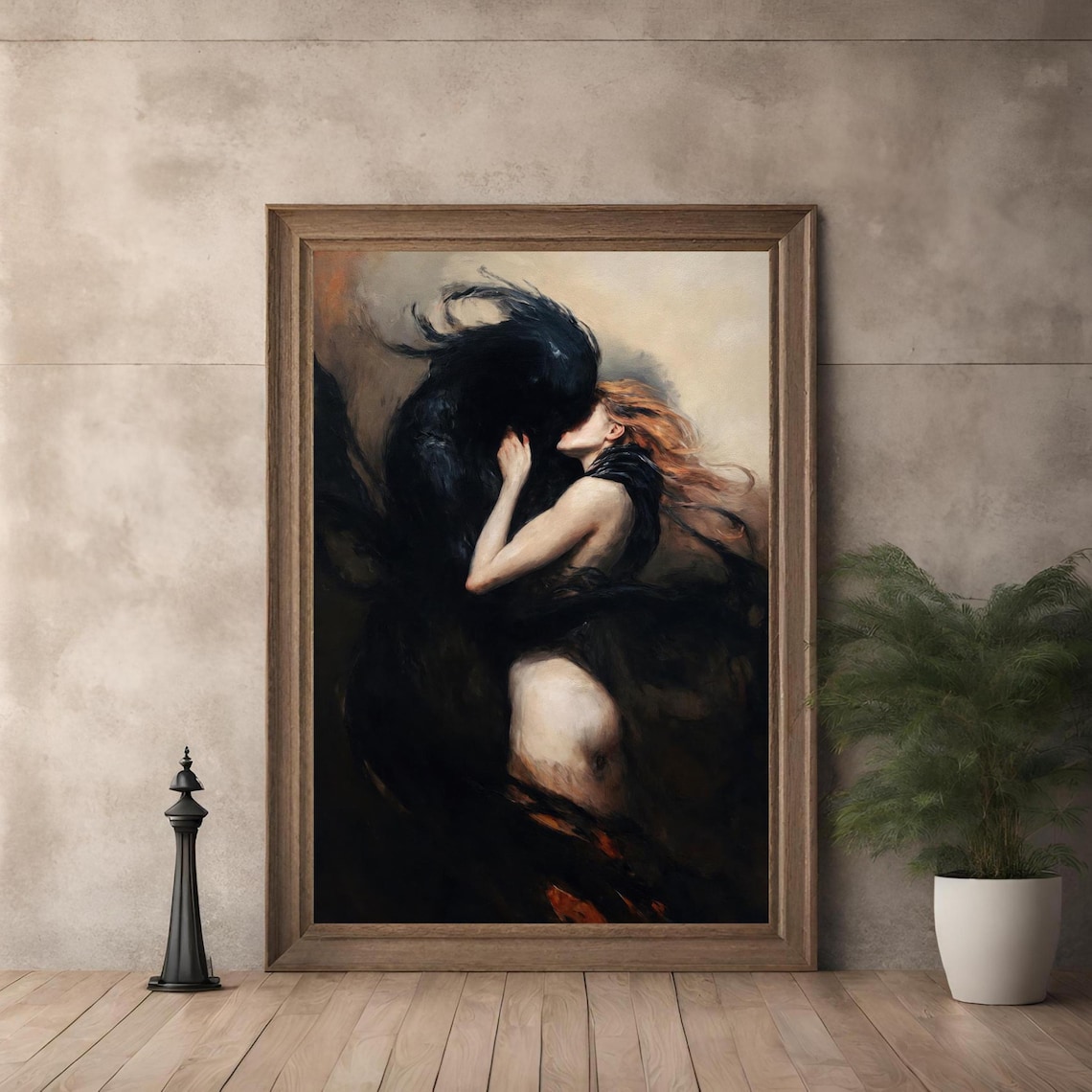 Dark Fantasy Mystical Demon And Maiden Art Print