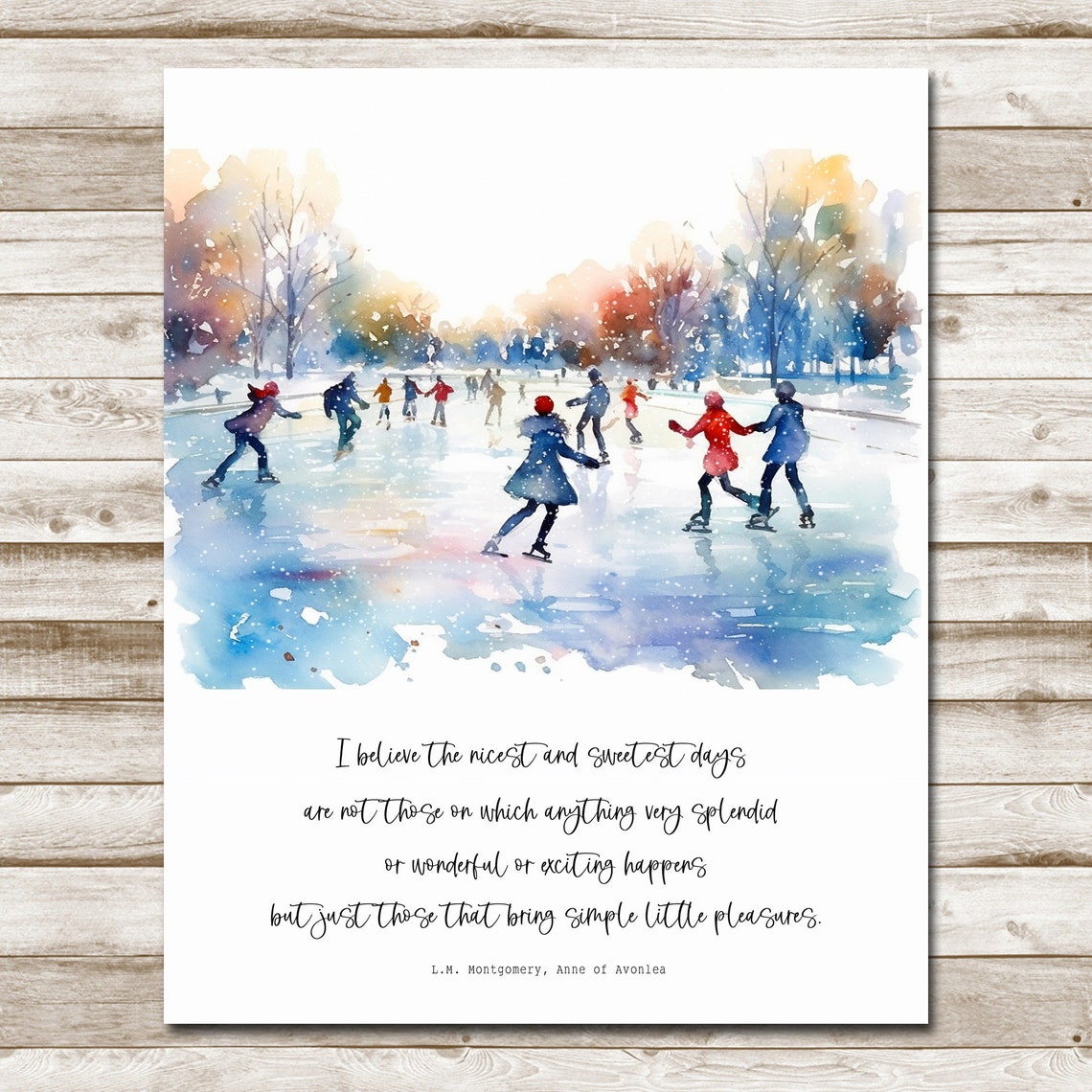 Anne Of Green Gables Quote Wall Art Book Quote Sign Winter Home Decor 5x7 8x10 11x14 16x20 Lm Montgomery Quote Ice Skating Decor - Image 4