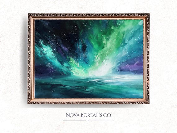 Aurora Borealis Northern Lights Cosmic Night Sky Celestial Art Poster