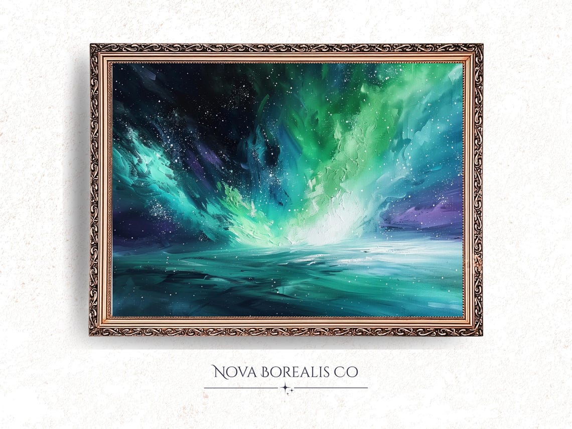 Aurora Borealis Northern Lights Cosmic Night Sky Celestial Art Poster