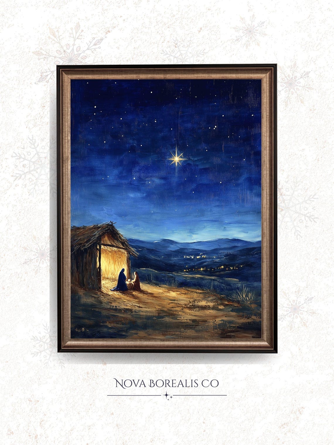 Nativity Scene Under The Star Of Bethlehem Holy Night Art Poster