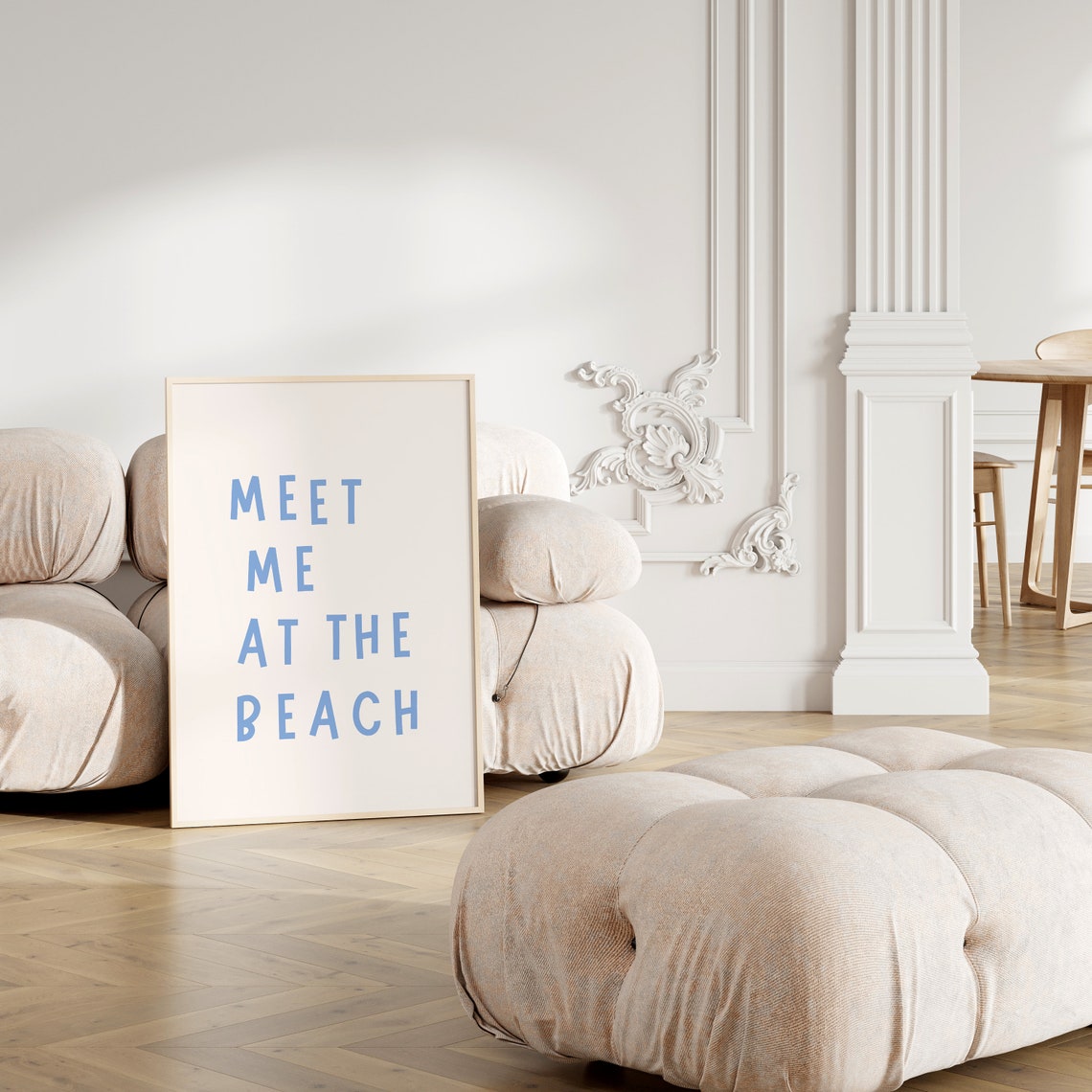 Meet Me at the Beach Blue Coastal Typography Summer Quote Poster - Image 2
