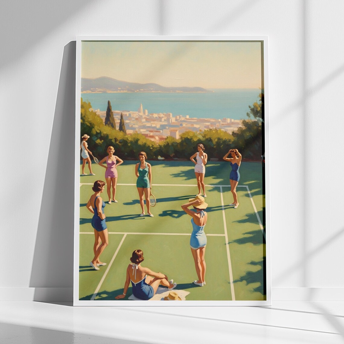 Old Money French Riviera Vintage Women On Court Art Print