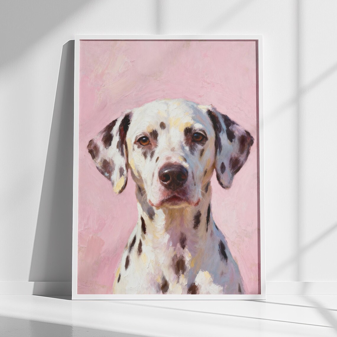 Dalmatian Wall Art Pink Dog Portrait, Pet Decor