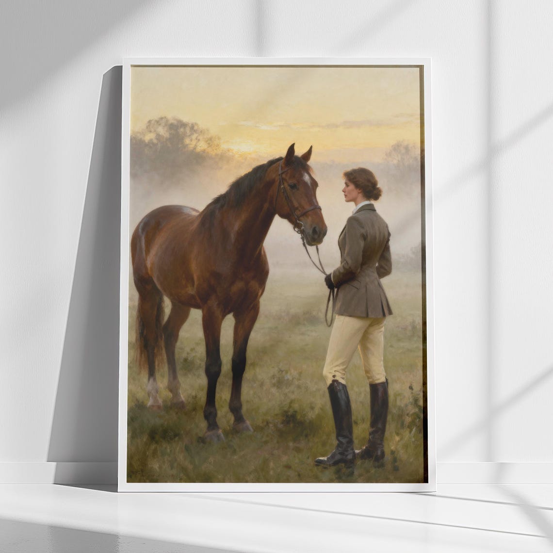 Horse And Rider In Sunrise Art Print