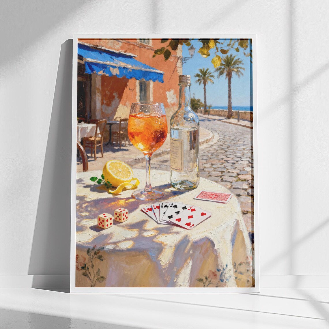 Aperol Spritz Bar Cart Decor, Kitchen Art Print