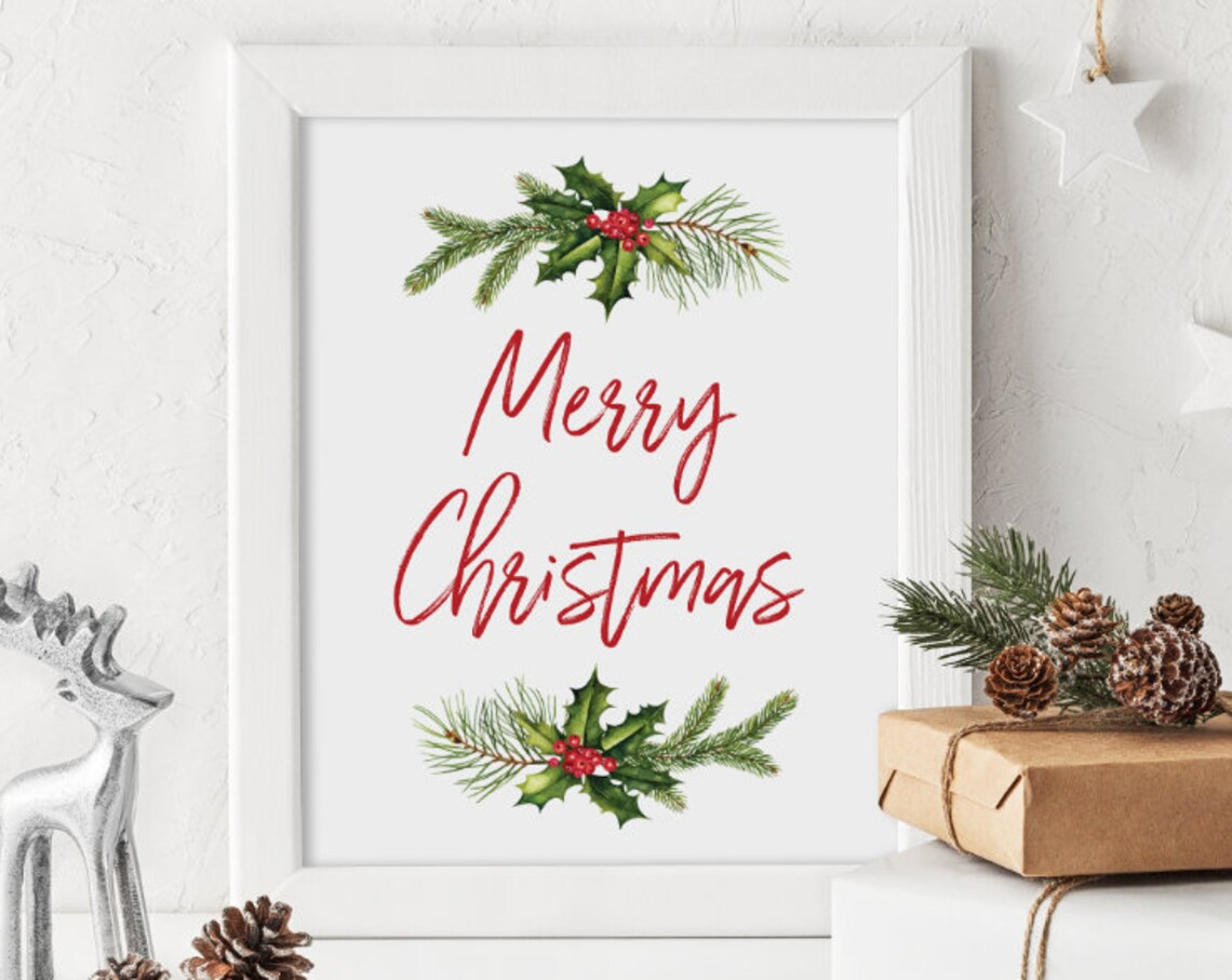 Merry Christmas Holiday Wall Art, Seasonal Decor