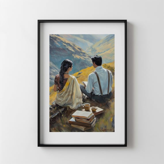 Love On The Hill, Indian Desi Girl Chai Art Print