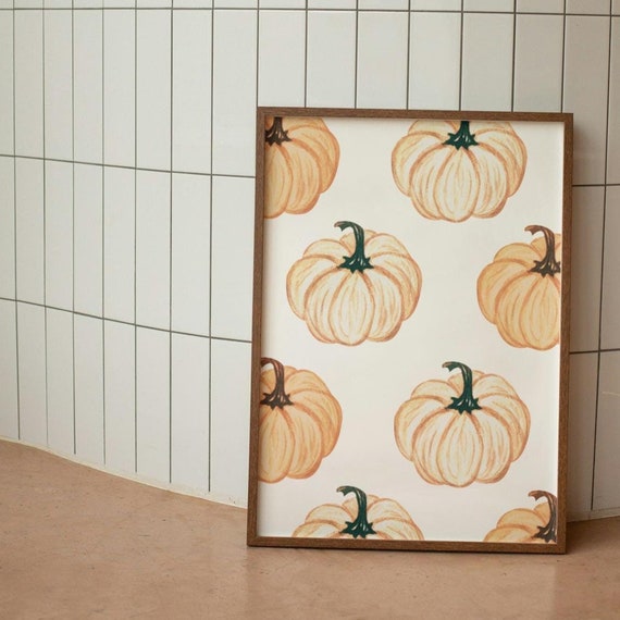 Pumpkin Watercolour Art Print, Modern Fall Decor
