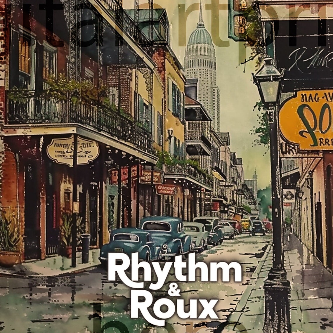 New Orleans French Quarter Big Easy Rhythm and Roux Travel Poster - Image 3