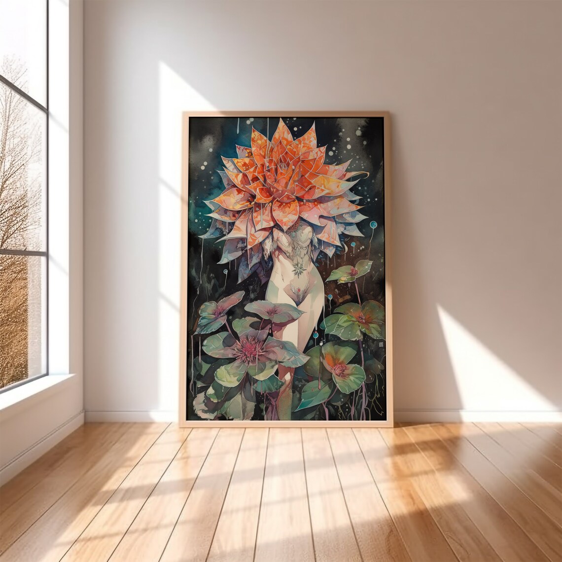 Belladonna of Sadness Abstract Woman Flower Watercolor Art Print - Image 2