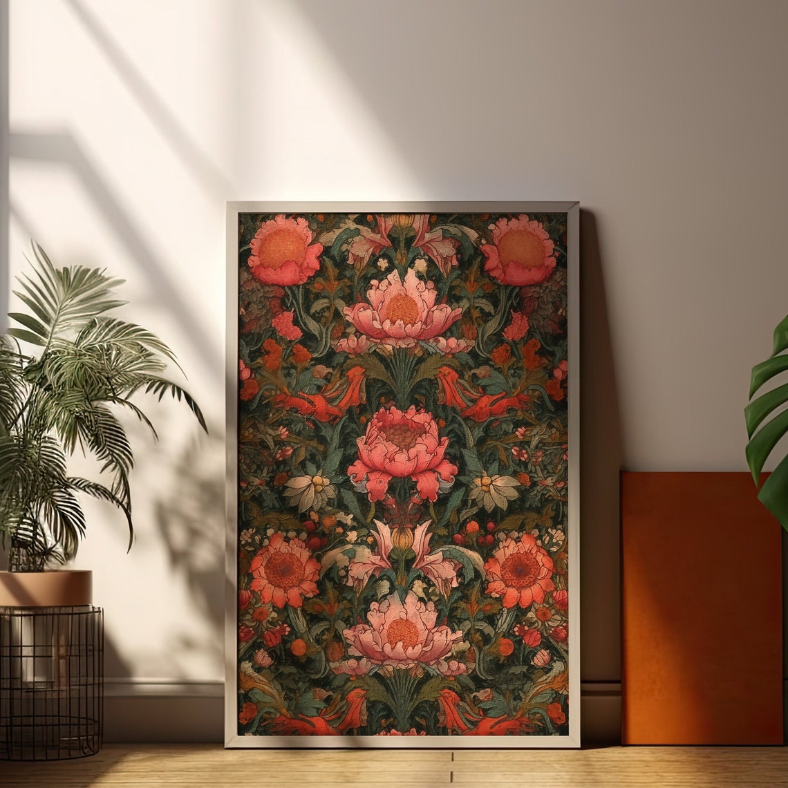 Deep Red Peonies Dark Botanical Floral Print Vintage Cottagecore Art - Image 2