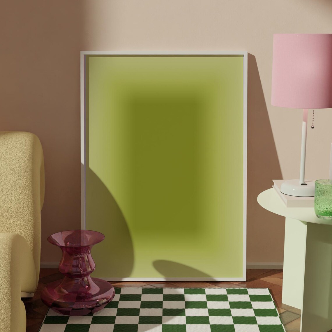 Green Cosmic Aura Gradient Spiritual Minimalist Trendy Room Poster