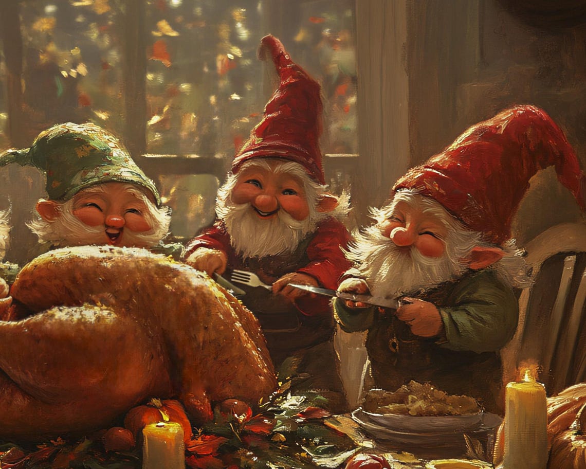 Thanksgiving Gnomes Feast Turkey Dinner Holiday Frame TV Art Poster - Image 2