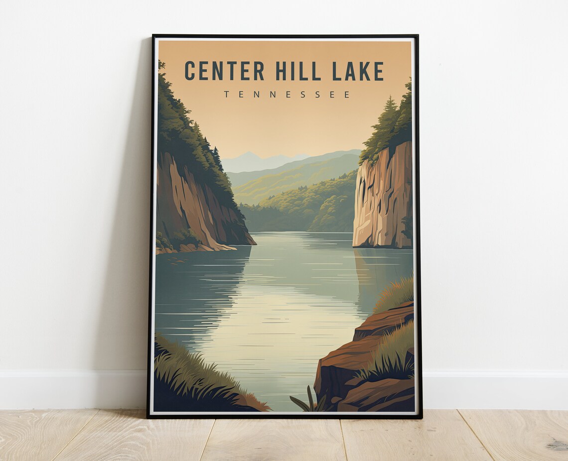 Custom Center Hill Lake Tennessee Vintage Travel Poster