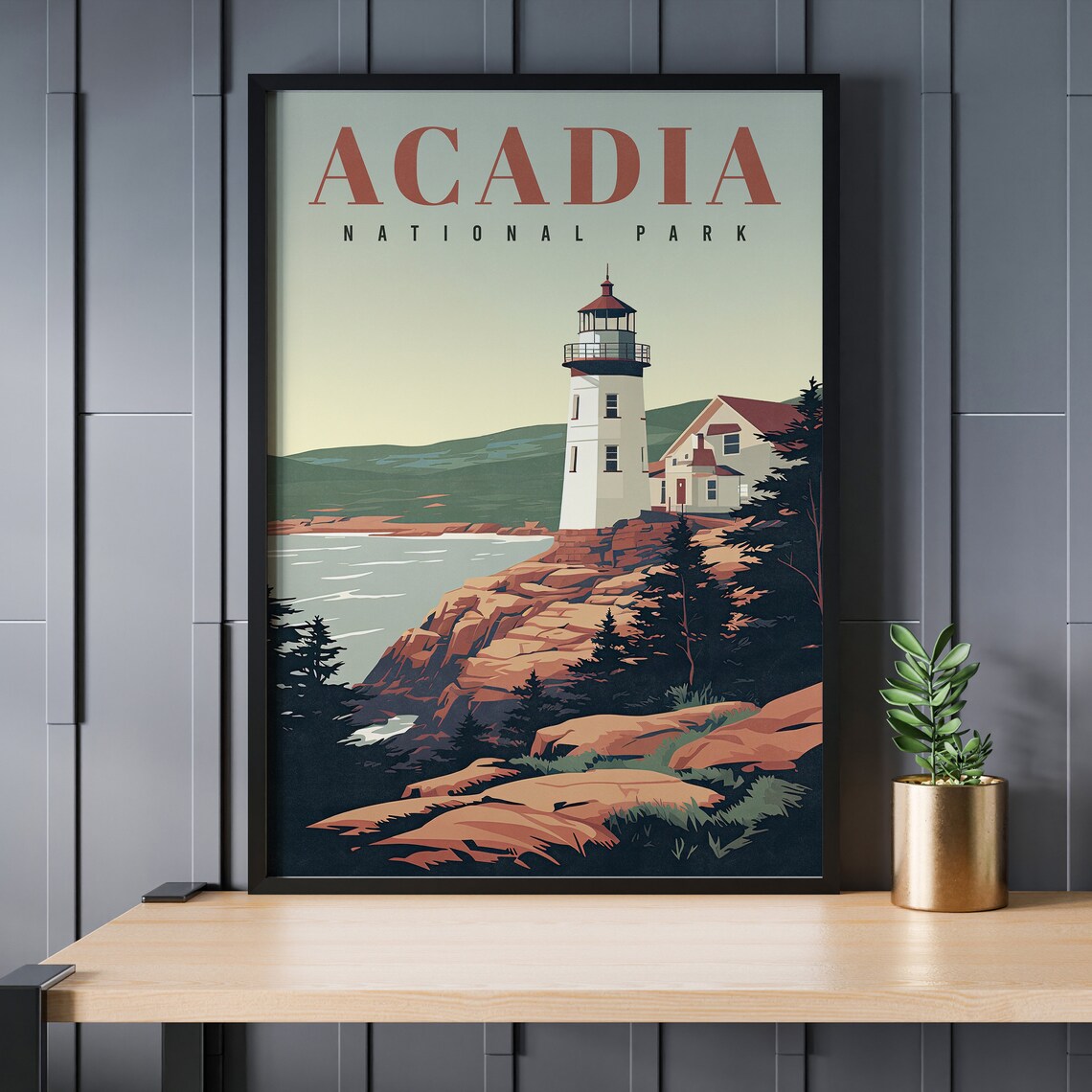 Acadia National Park Lighthouse, Maine Travel Poster - Image 2