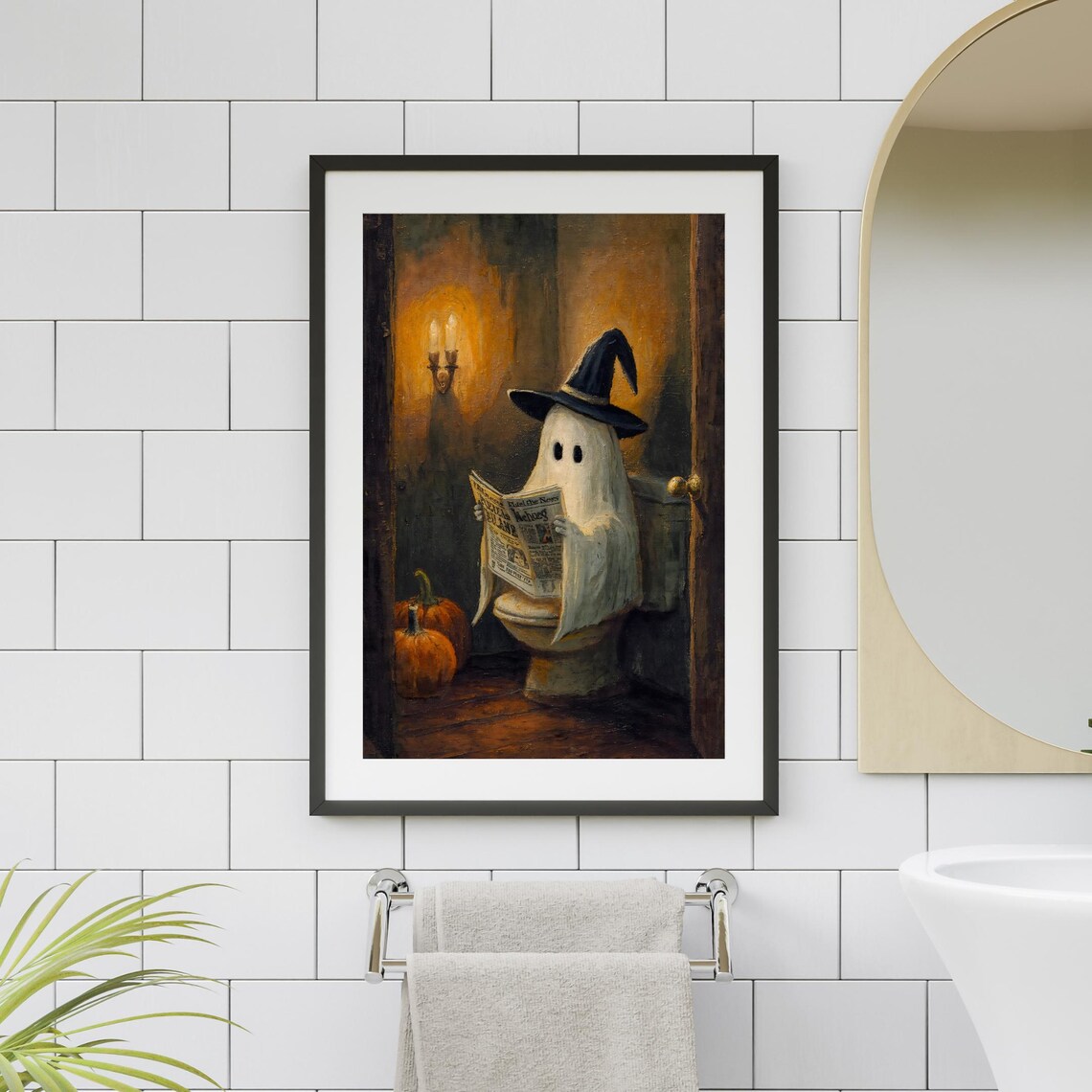 Funny Halloween On Toilet Bathroom Art Print