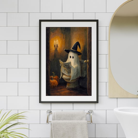 Funny Halloween On Toilet Bathroom Art Print