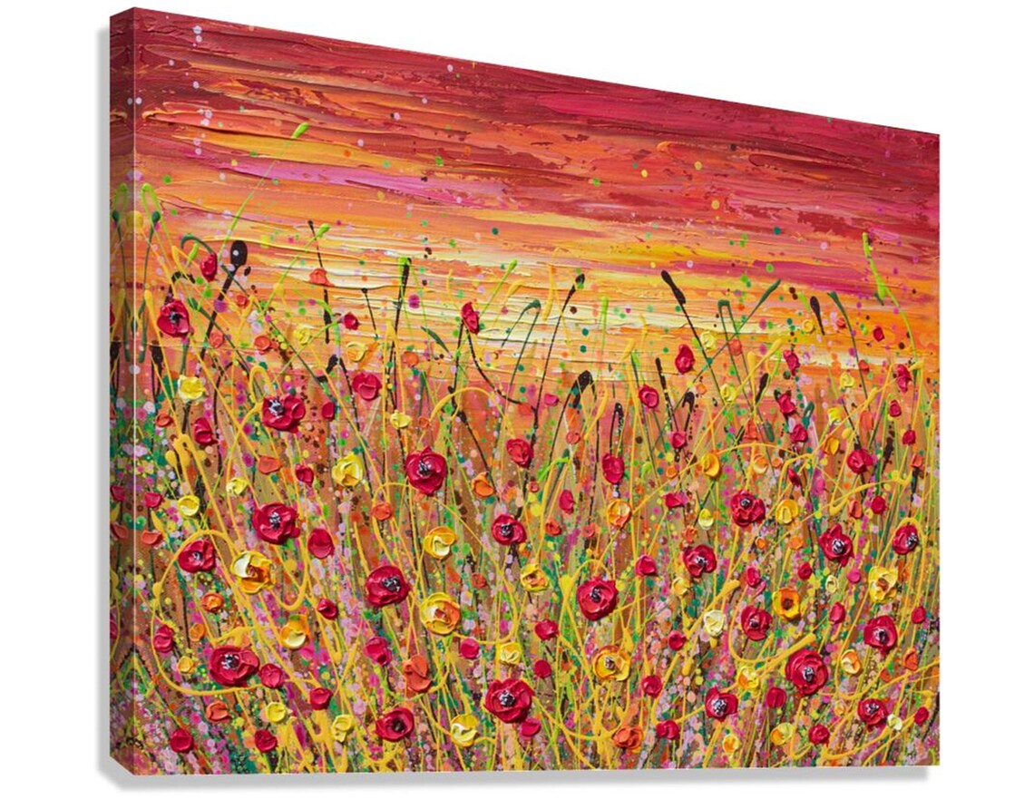 Red Poppies at Sunset, Wildflower Field Art Print - Image 3
