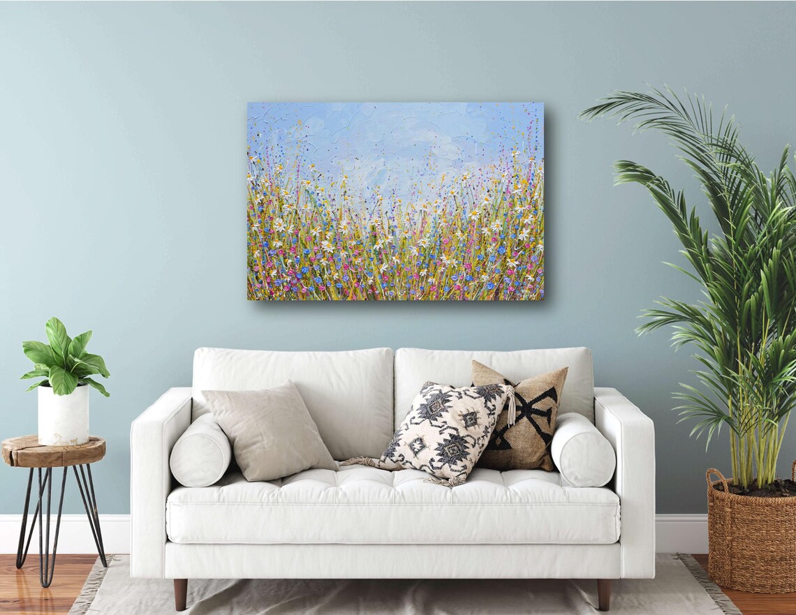 Colorful Wildflower Field Painting Summer Meadow Blooms Wall Poster