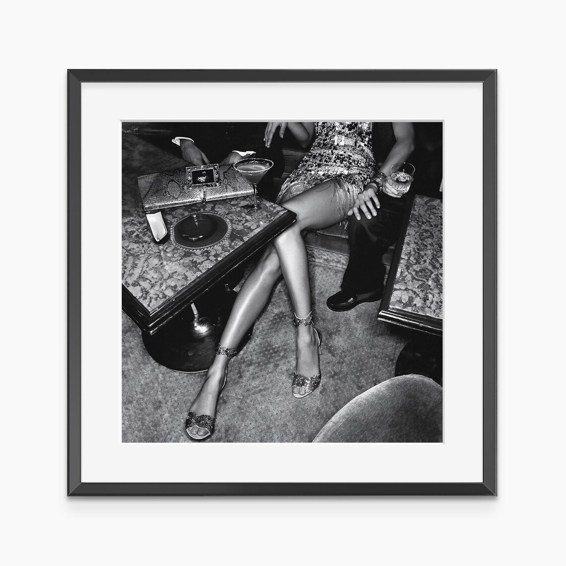 Black White Fashion Nightclub Scene Martini Glamour Vintage Photo Poster