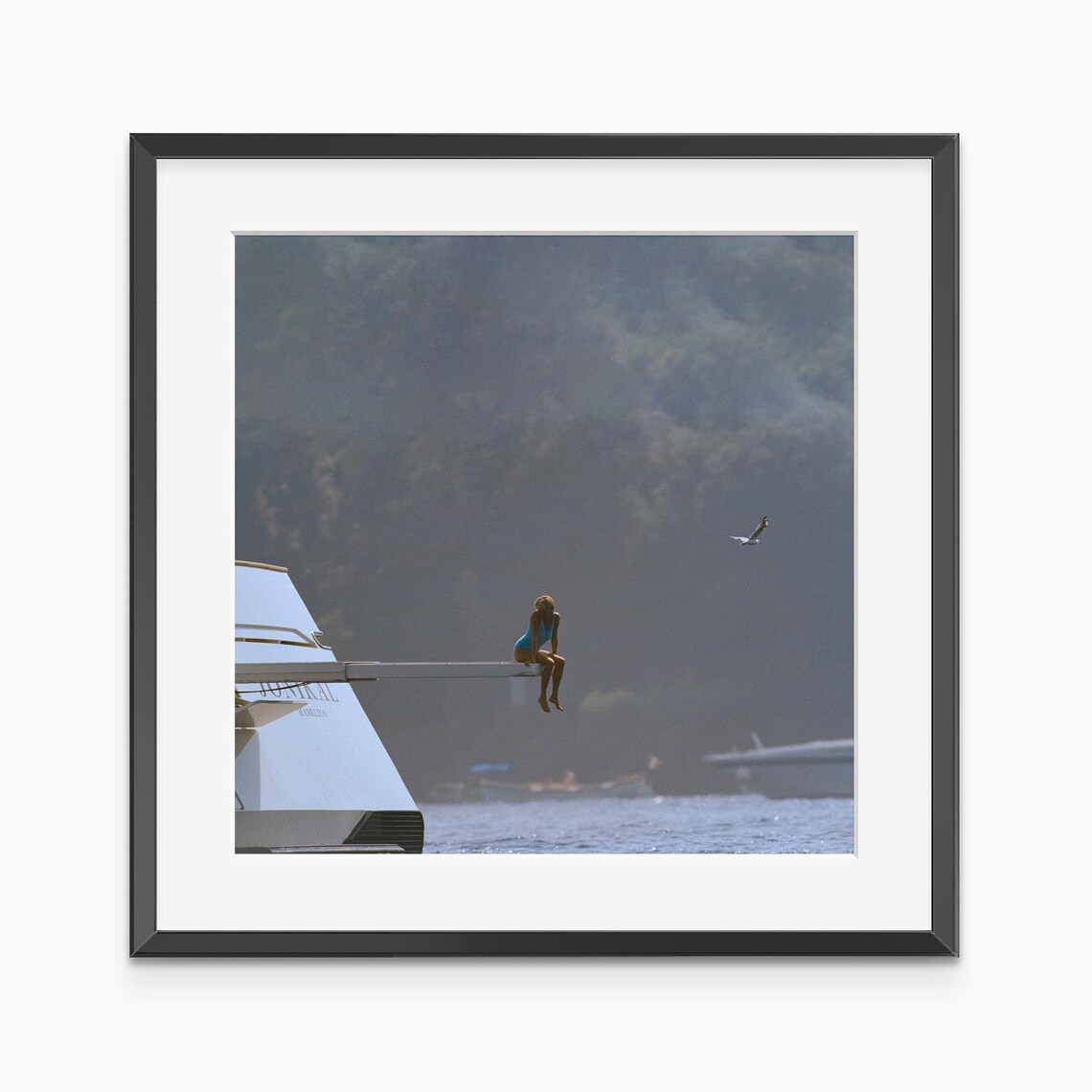 Princess Diana Yacht Summer Swimsuit Color Photo Retro Icon Poster