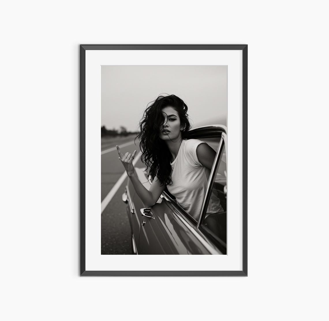 Metal Poster Photography Prints Rock And Roll Sign Of The Horns Fashion Print Black White Wall Art Museum Grade