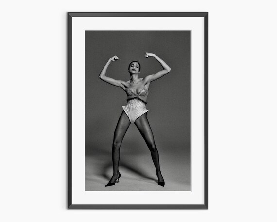 Black and White Fashion Model Power Pose Bold Editorial Photo Poster