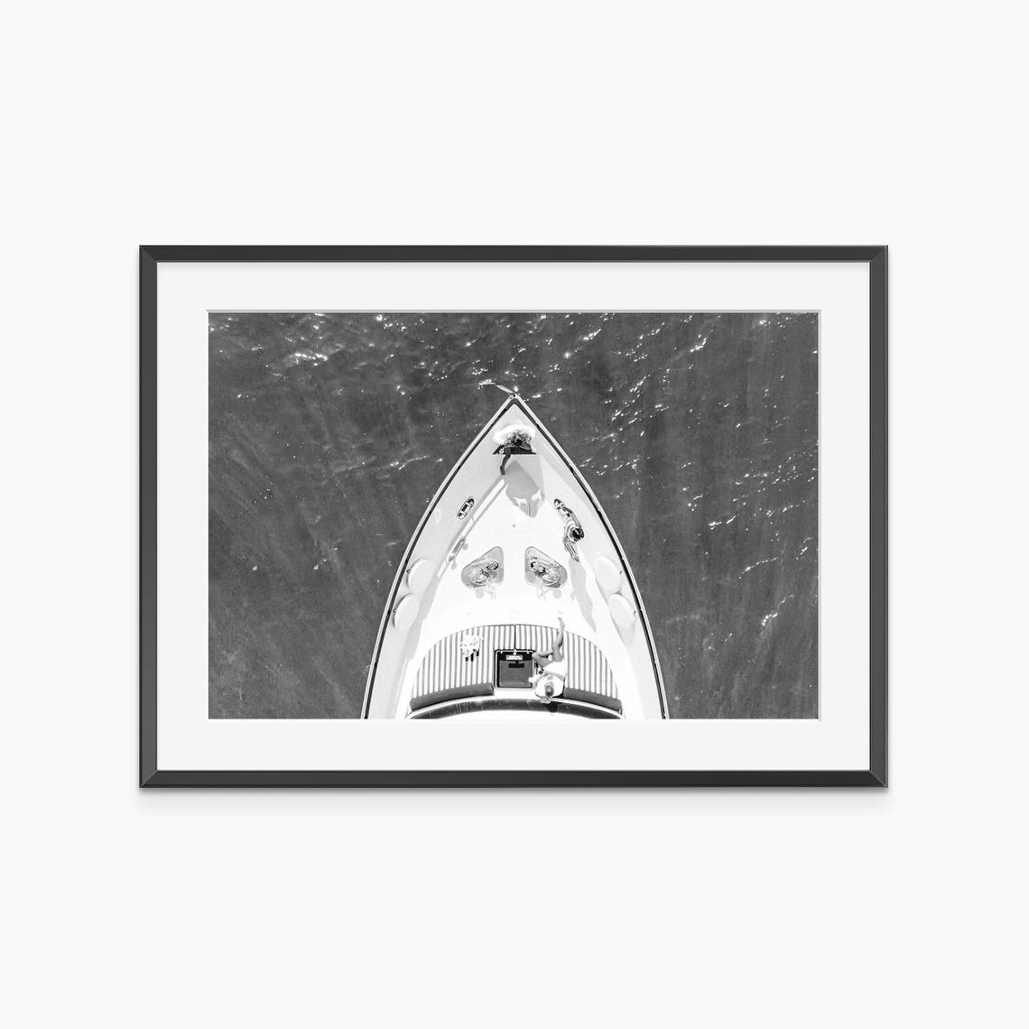 Aerial Yacht Bow Black And White Luxury Ocean Photography Poster
