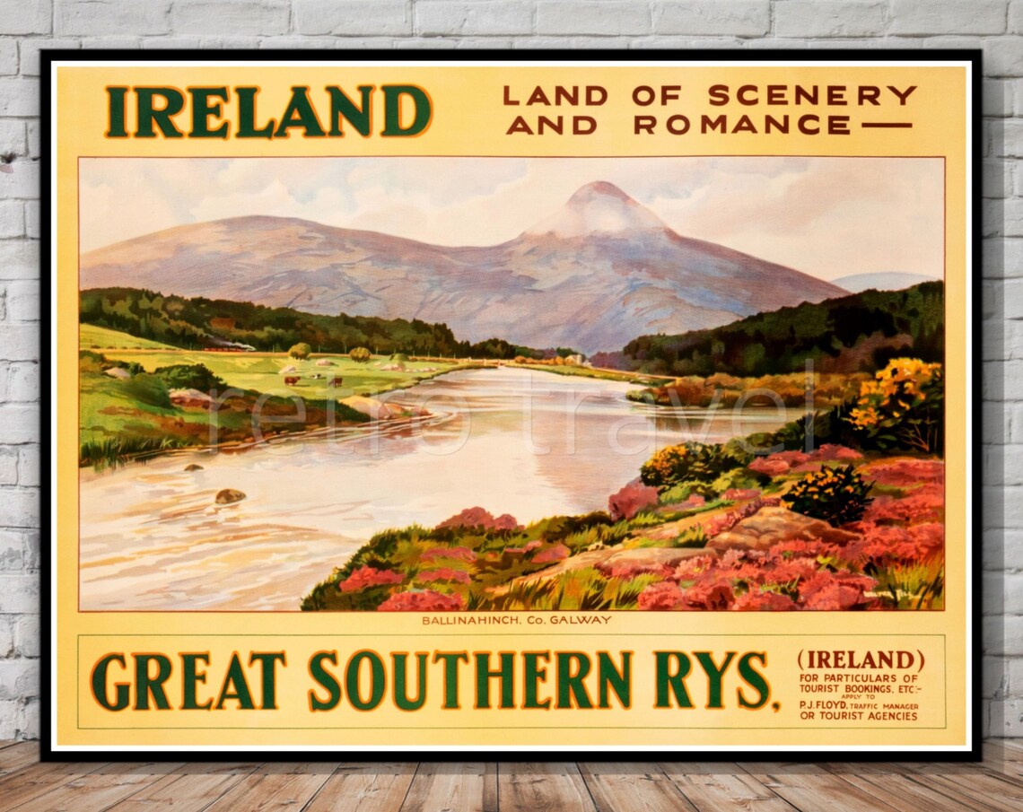 Ireland Ballinahinch Galway Great Southern Railways Travel Poster