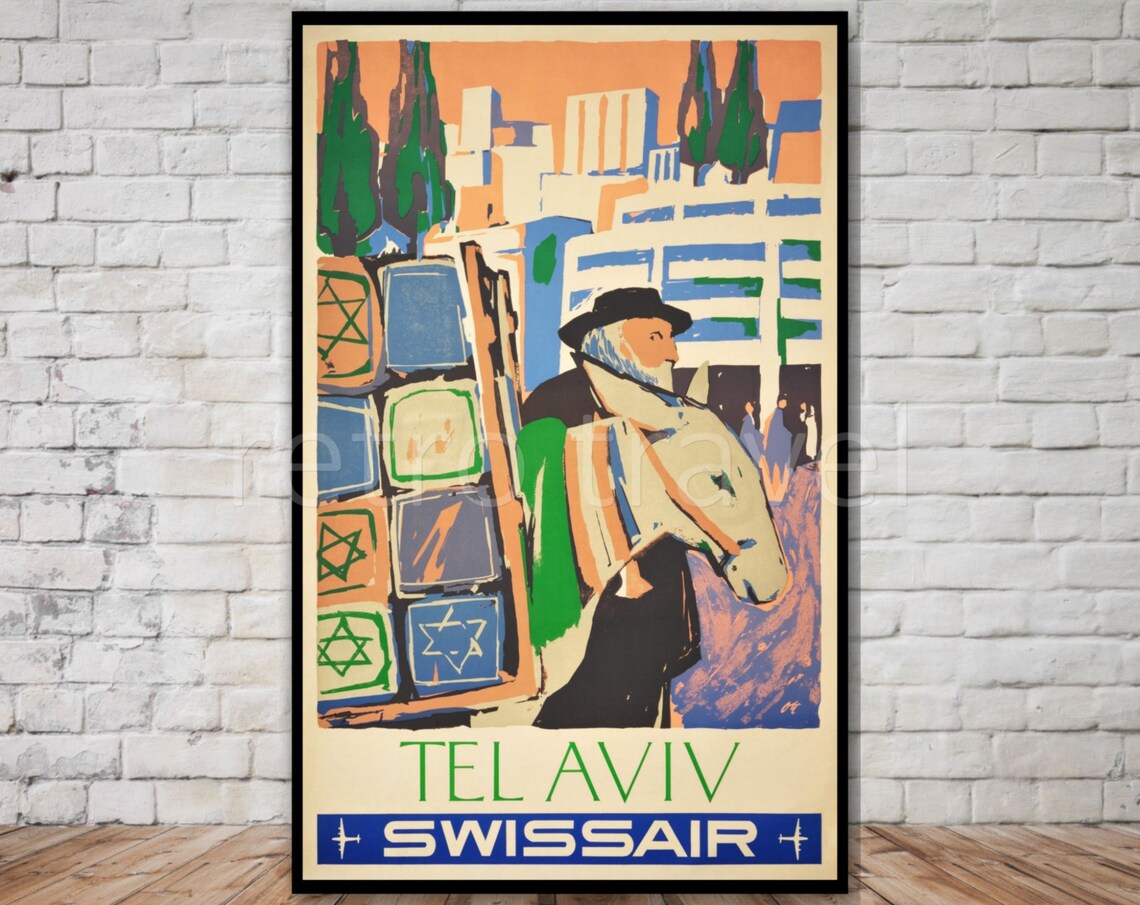 Swissair Tel Aviv Vintage Travel Poster Art Print