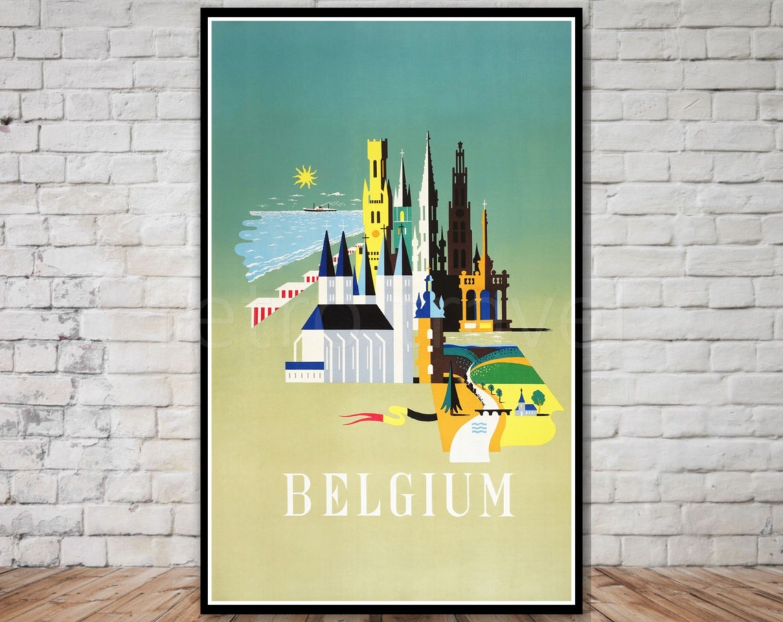 Belgium Travel Poster Instant Retro Travel Print Vintage Travel Poster Travel Wall Art 11x17 12x18