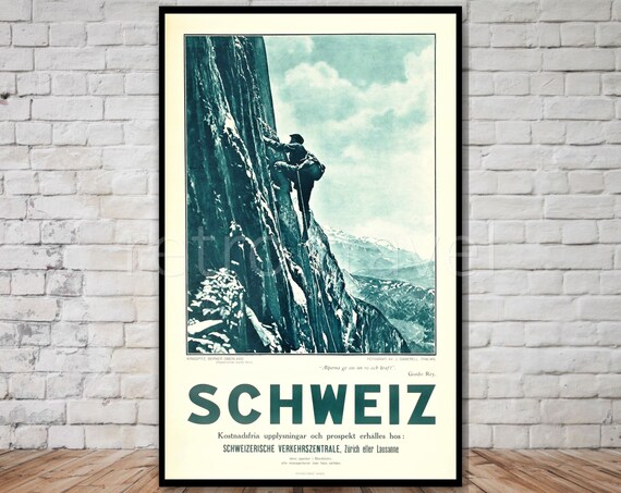Switzerland Travel Poster Instant Retro Travel Print Swiss Mountain Poster Print Switzerland Wall Art Poster