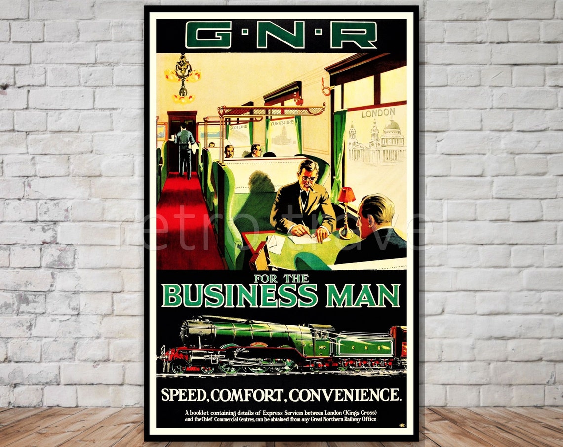 G N R Business Man Vintage Express Train Poster London Steam Ride