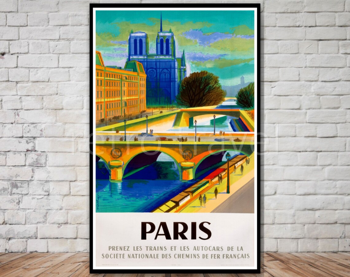 Paris Vintage Travel Poster, French Railway Print