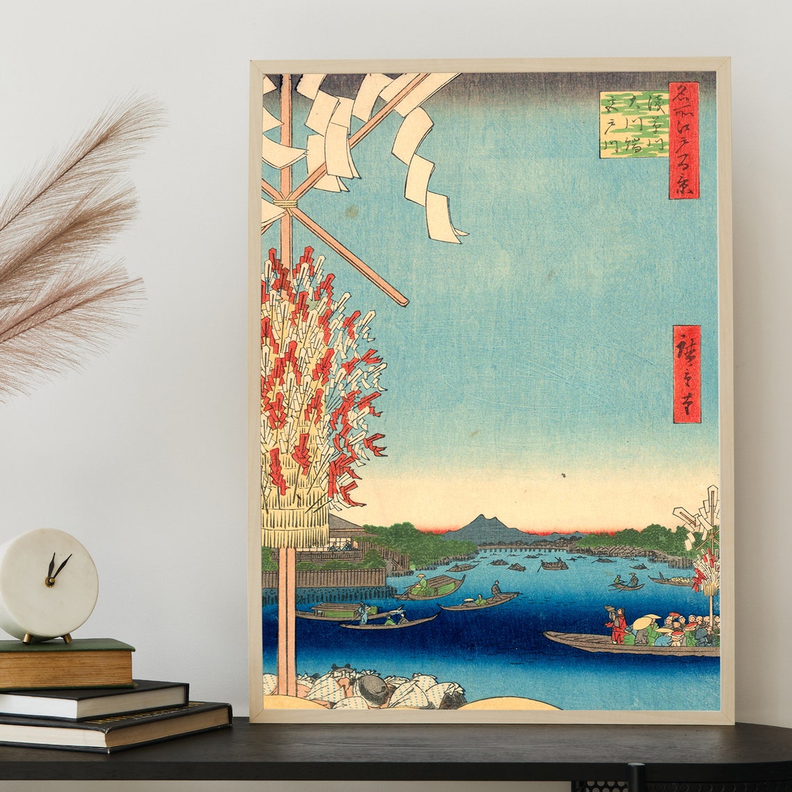 Traditional Japanese Poster Utagawa Hiroshige Woodblock Print For Asian Home Decor Miyato River By Great Bank Of Asakusa - Image 2