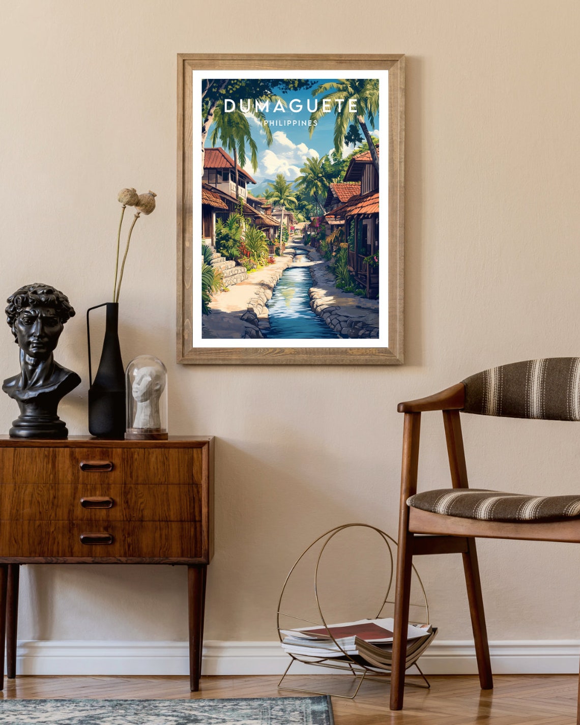 Dumaguete Philippines Canal Street Palms Colonial Town Poster - Image 2