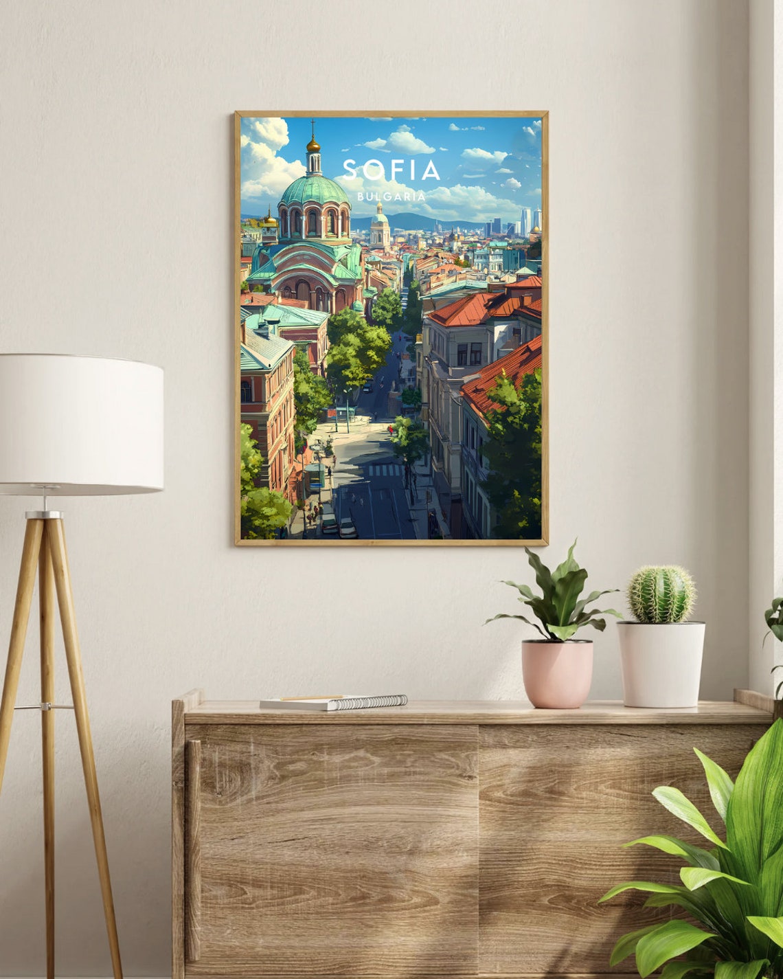 Sofia Bulgaria Green Dome Church City Street Travel Art Poster - Image 3