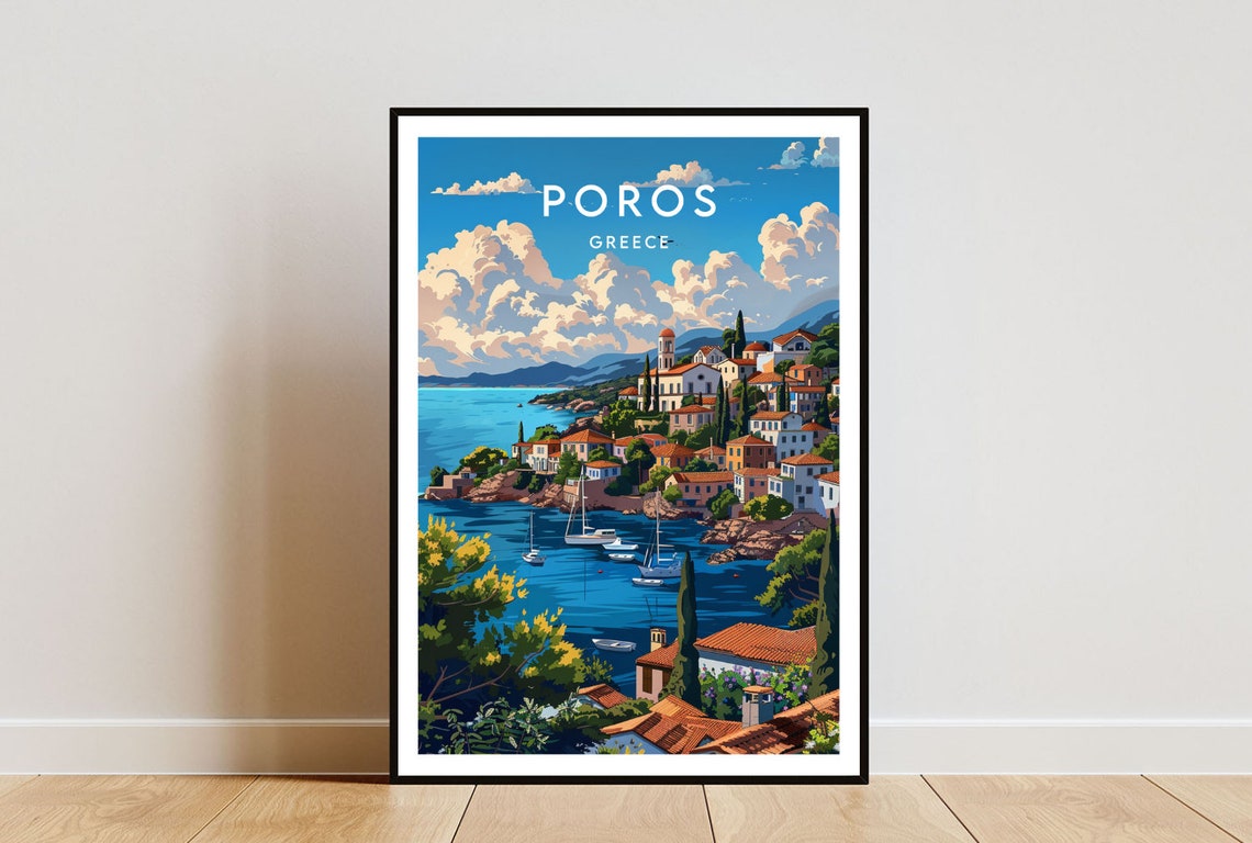 Poros Travel Print Greece Poros Poster Greece Poster Travel Wall Art Greece Print Poster Greece Europe Poros Greek Islands