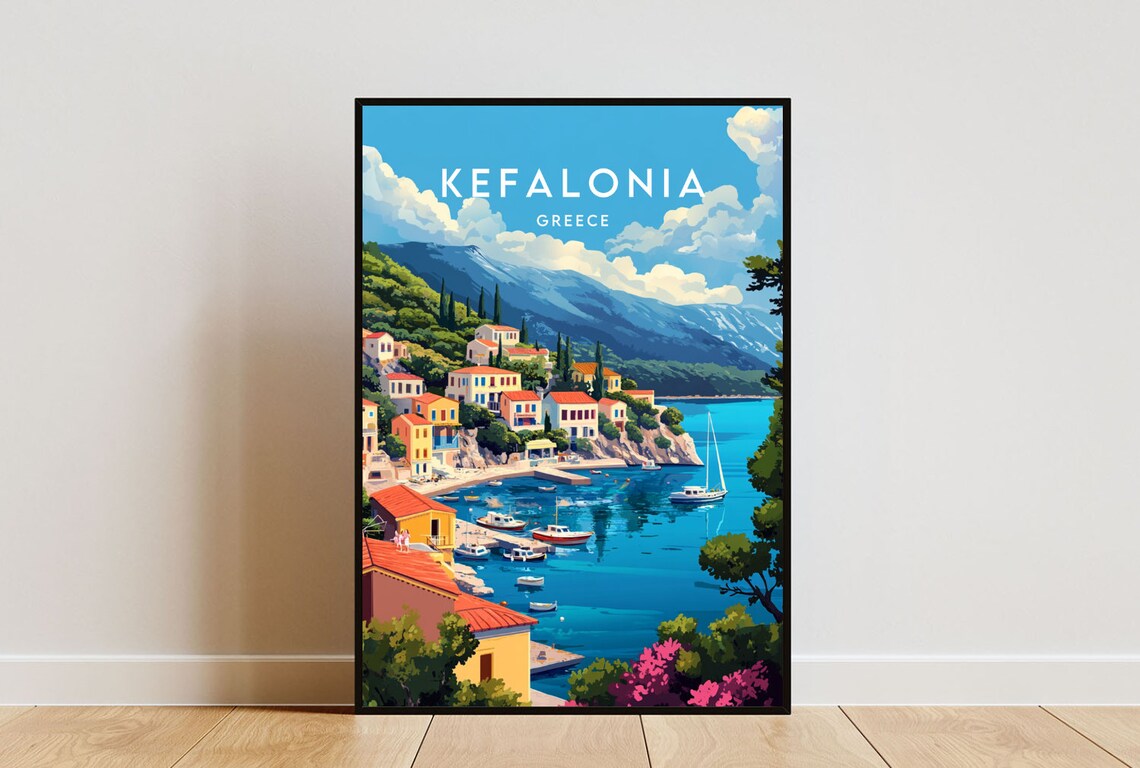 Kefalonia Travel Poster, Greece Europe